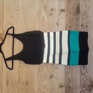 Express Size XSmall Black, Teal, Off White Color Blocked Bodycon Dress